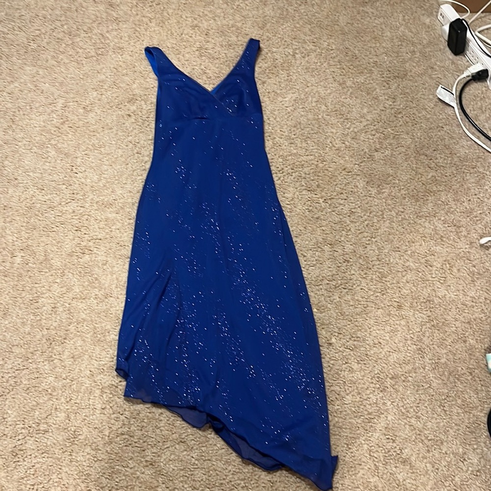 Small blue long glittery tight dress